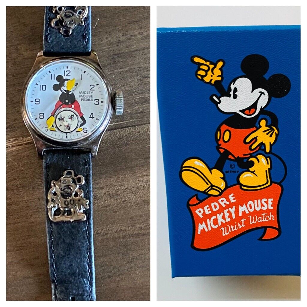 Vintage Disney Pedre MICKEY MOUSE Wrist Watch 1989-91 W/ Box & New Battery