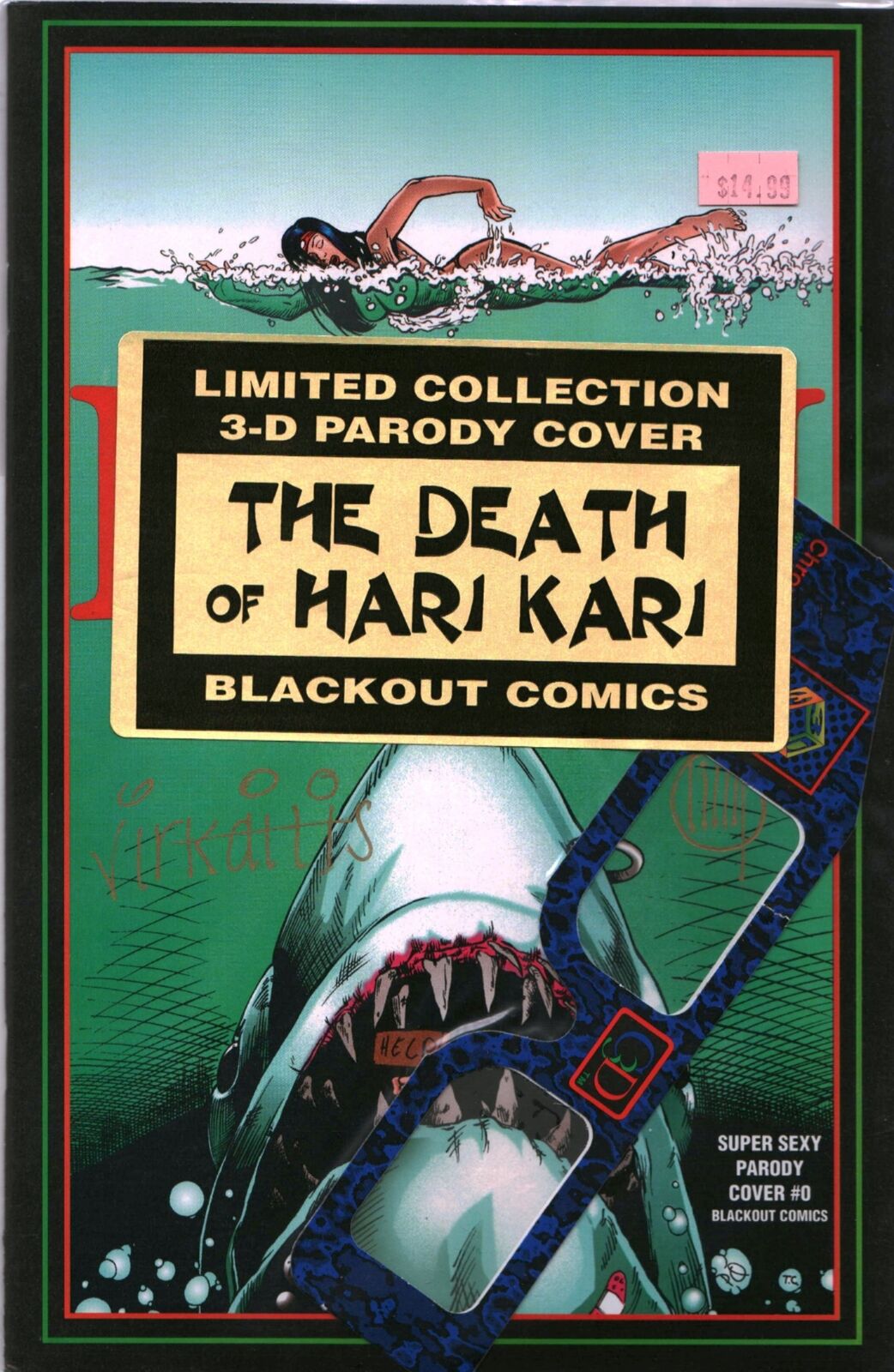 Vintage Death of Hari Kari #1 Comic Book Signed Sealed w/COA and 3D Glasses