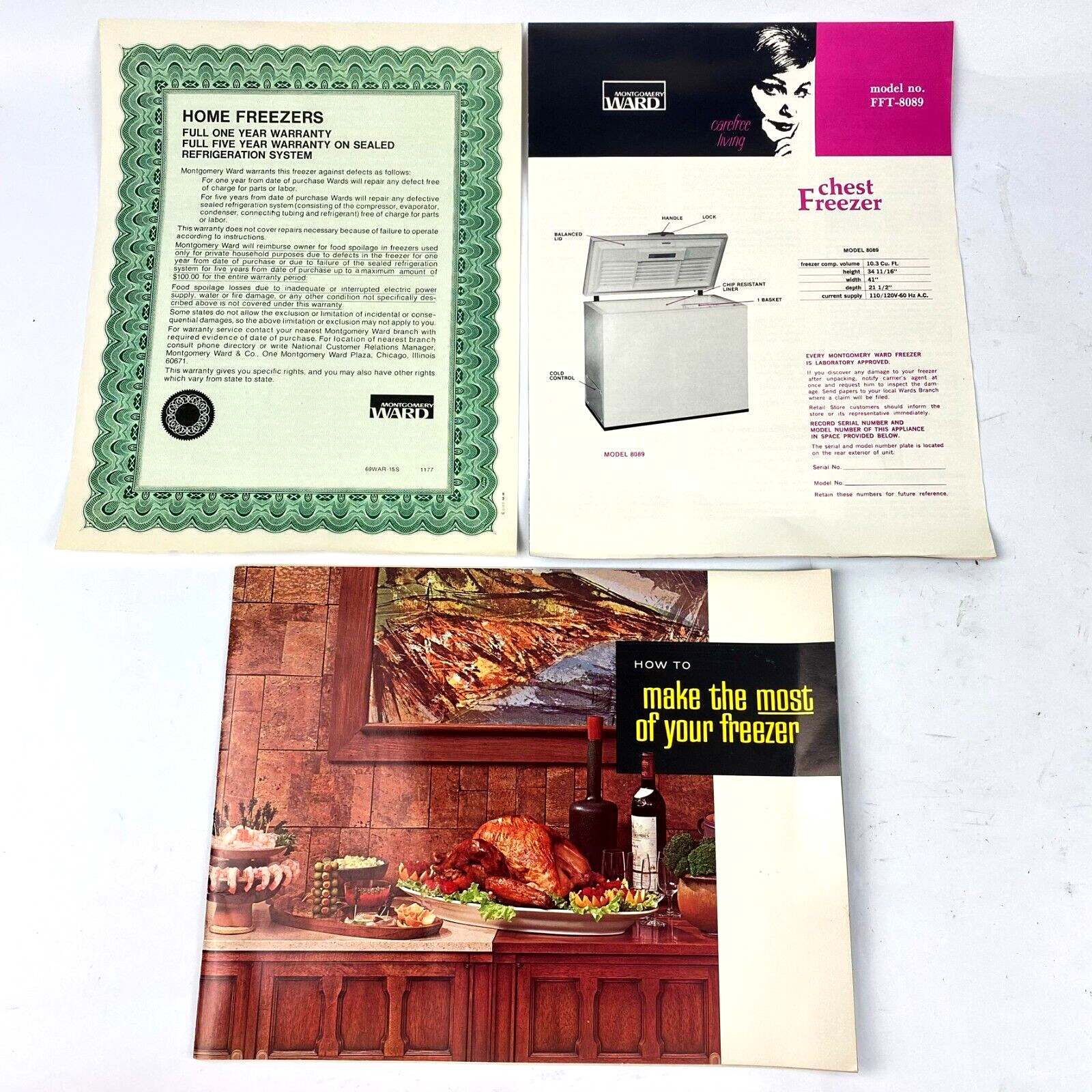 1960\'s Montgomery Ward Make the Most of Your Chest Freezer Booklet & Papers Lot