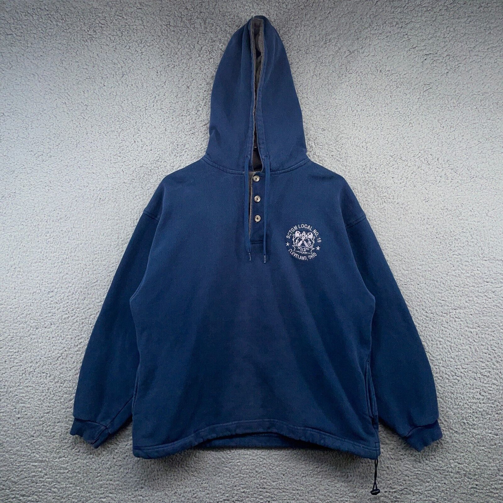 Vintage BCTGM Union Hoodie Mens Large Blue Sweatshirt Local 19 AFL-CIO