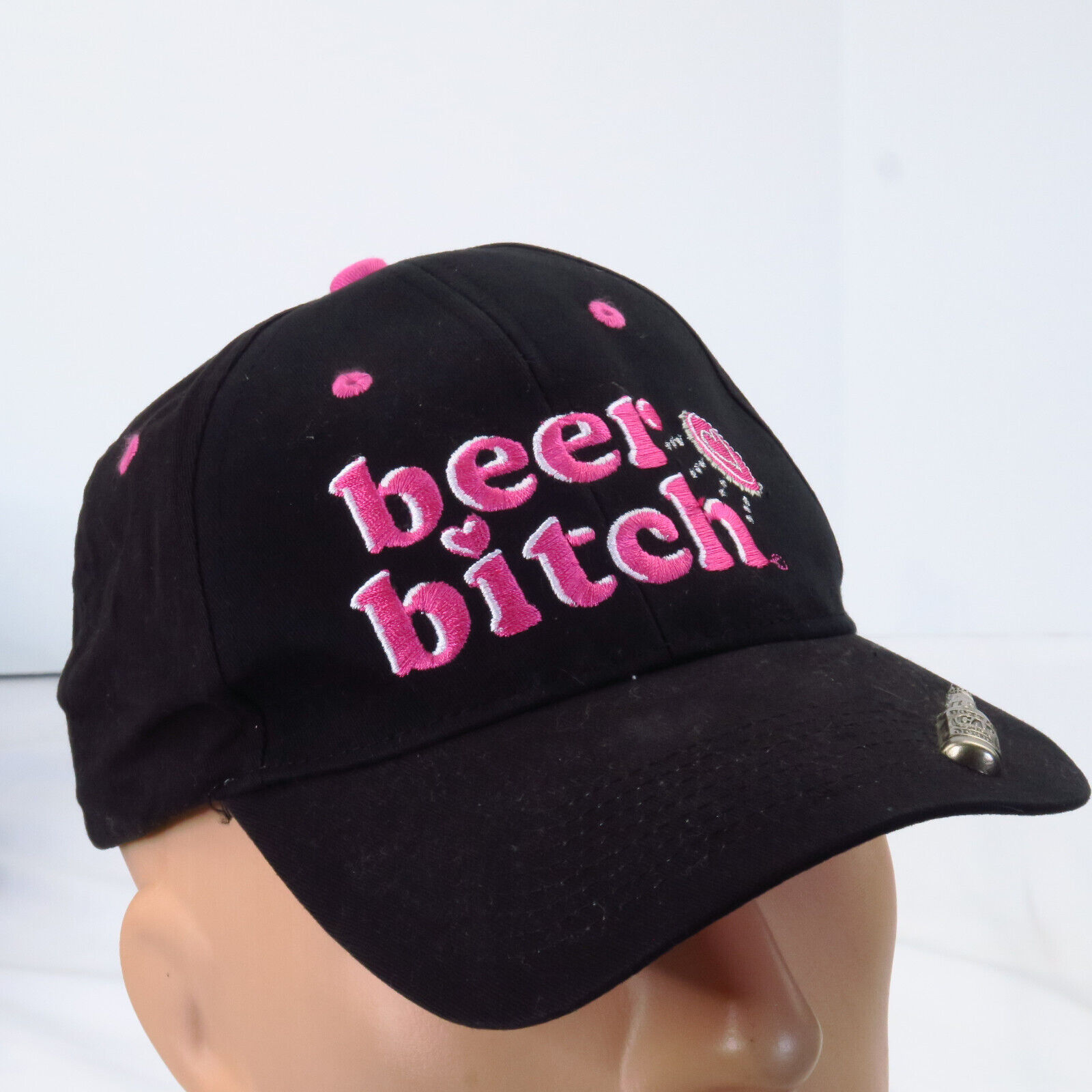 Beer Bitch Black Pink I Got Yours Heart Hat with Bottle Cap Opener Beach Club