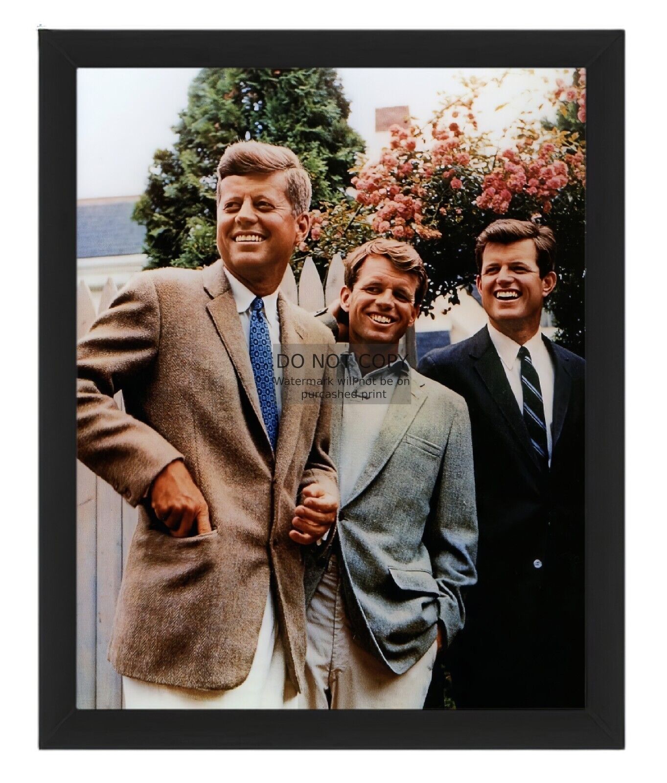 PRESIDENT JOHN F. KENNEDY & HIS BROTHERS SMILING 8X10 FRAMED PHOTO