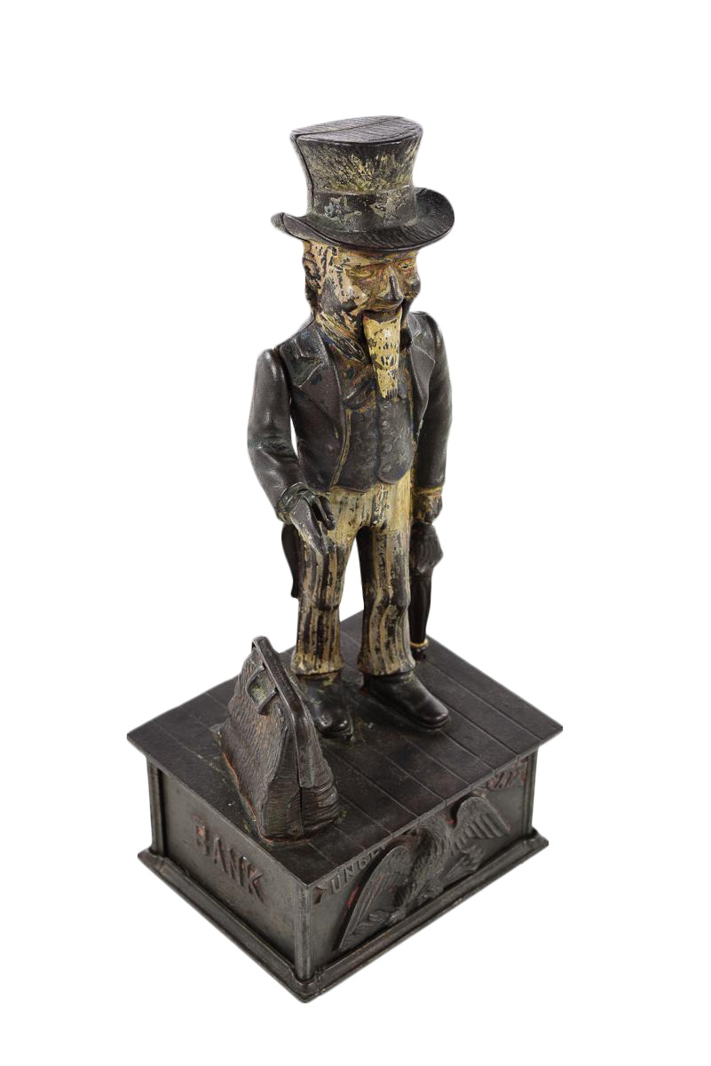 19th Century Antique Uncle Sam Cast Iron Coin Bank