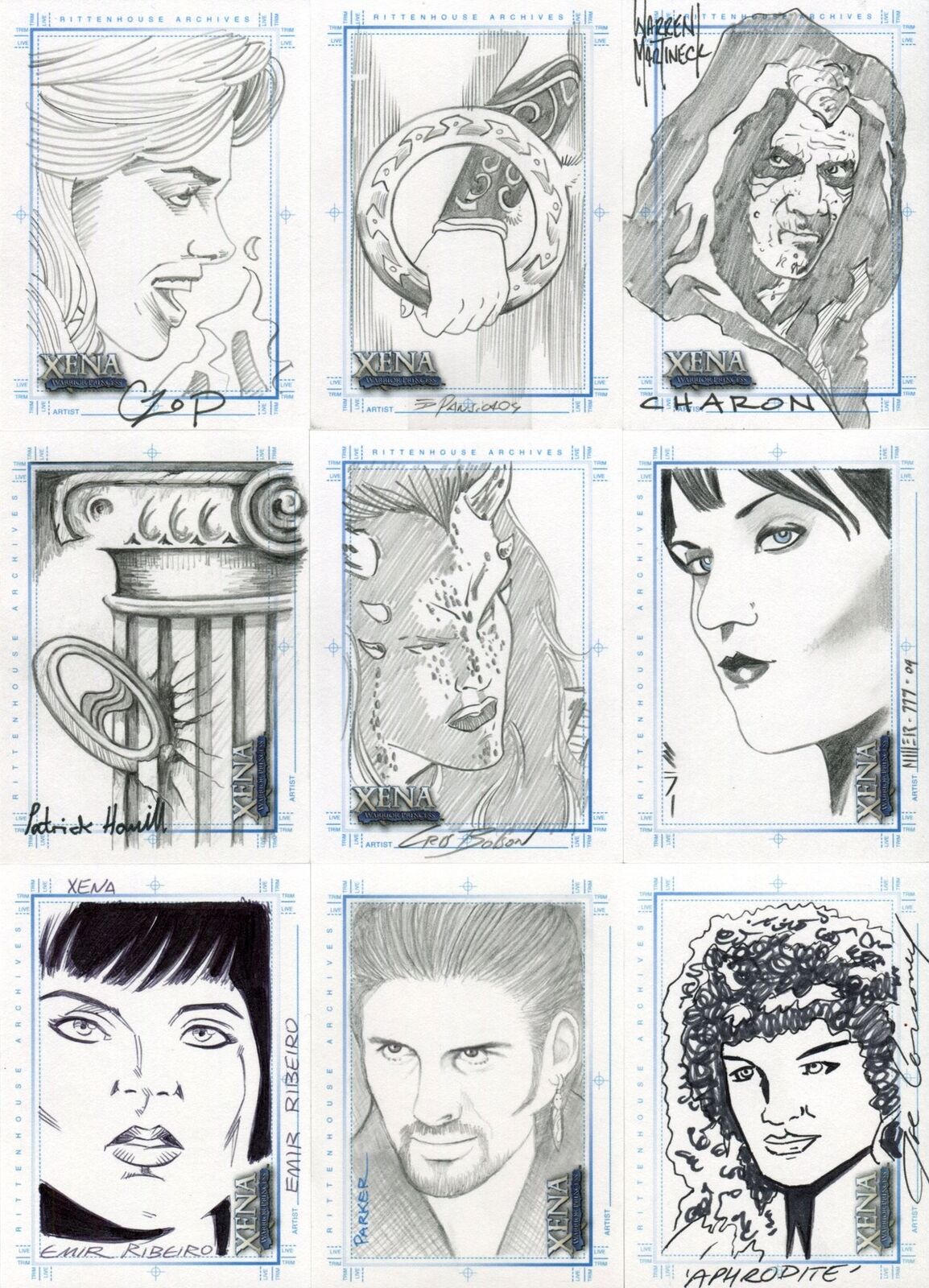 Xena Art & Images Complete Sketch Card Set 11 Different Cards