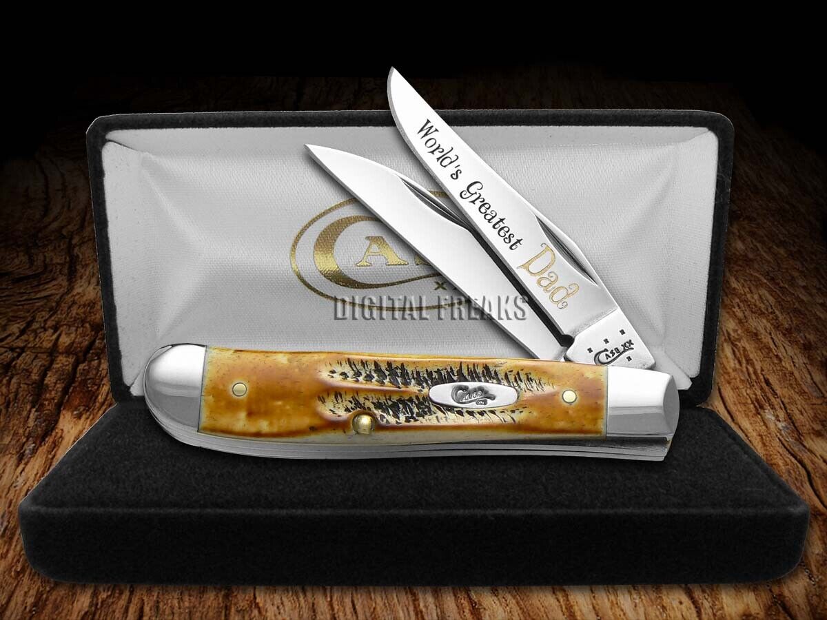 Case xx Knife Worlds Greatest Dad Mini Trapper 1/500 BoneStag Pocket Knives