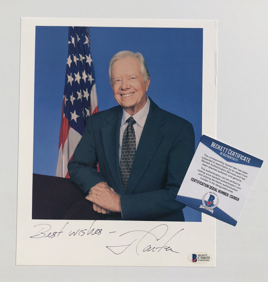 Signed Jimmy Carter Official Photograph 8X10 Beckett COA
