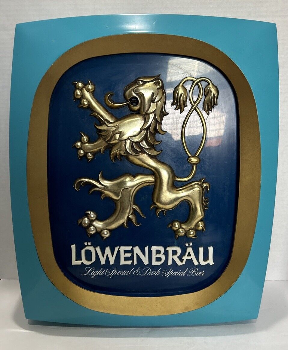 Lowenbrau Beer Sign 1979 Special & Dark Special Beer Lion Crest 14x18 Union Made