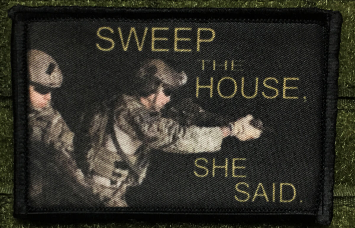 Sweep The House Morale Patch Tactical ARMY Hook Military USA Flag AR15 Operator