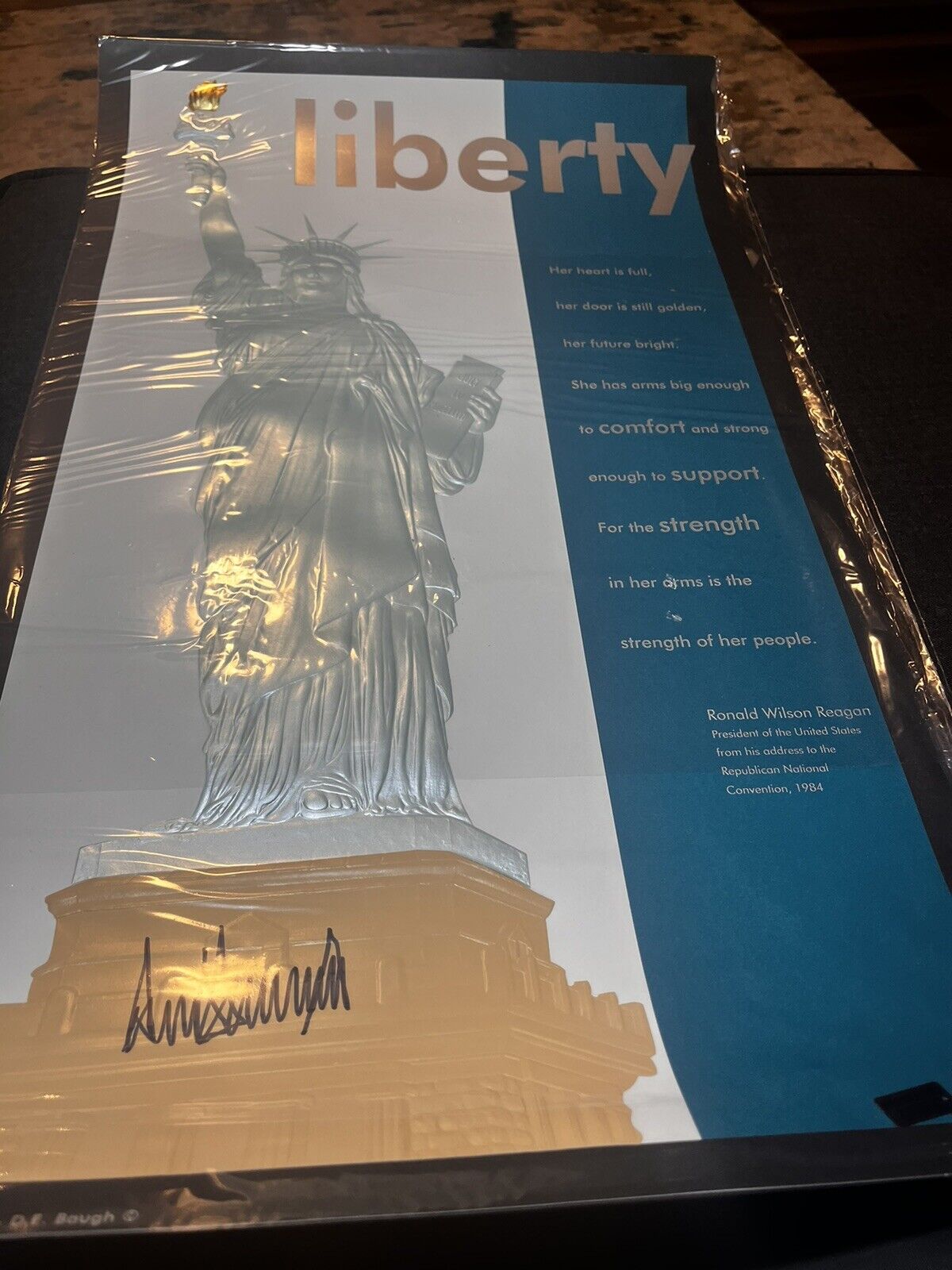 President Donald Trump Signed Statue Of Liberty Poster W/coa Rare