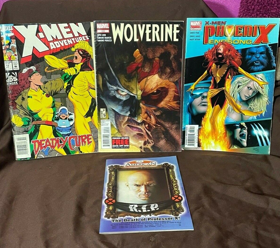 Lot of (5) Assorted Marvel X-Men Comics PLUS Bonus item RIP Professor 1991-2012