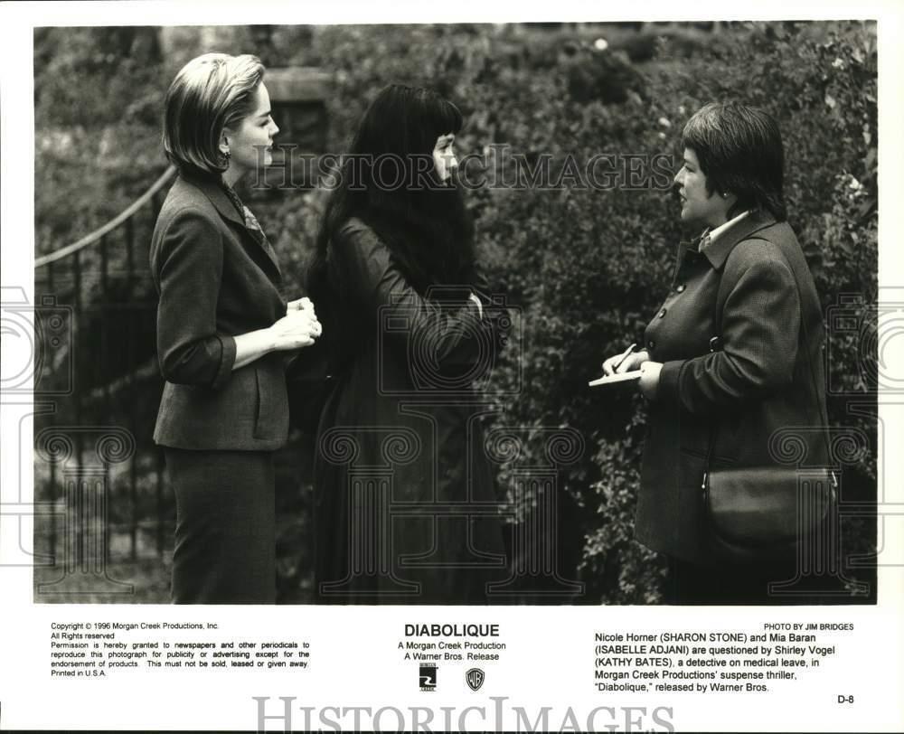 1996 Press Photo Sharon Stone, Isabelle Adjani, Kathy Bates in \