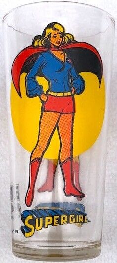 Vintage 1976 DC Comics Supergirl Pepsi Collector Series Glass Cup - NICE