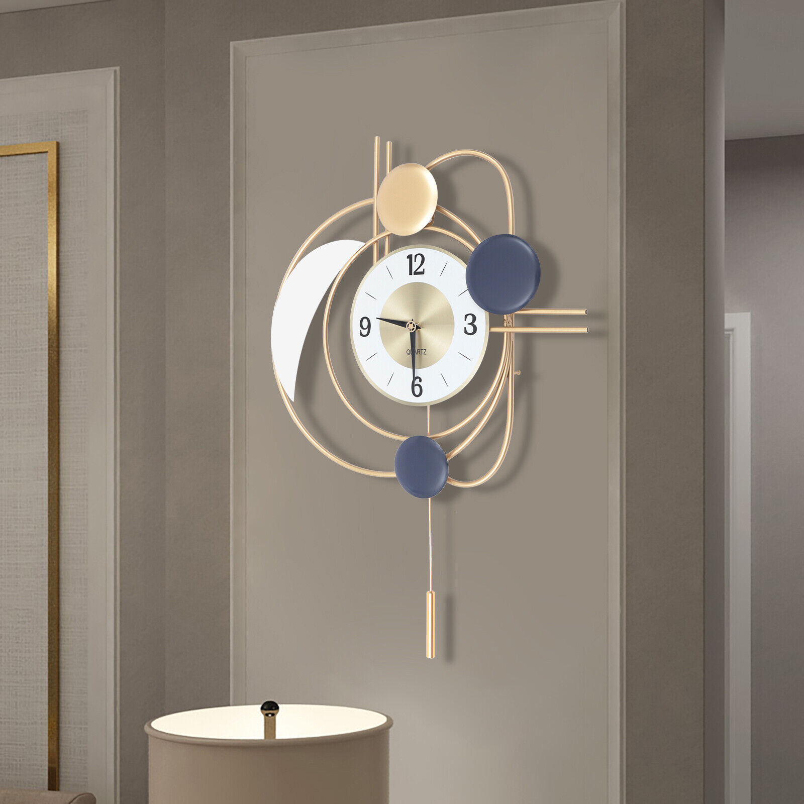 Modern Hanging Wall Clock Golden Swing Wall Clock Pendulum Clock Living Room New