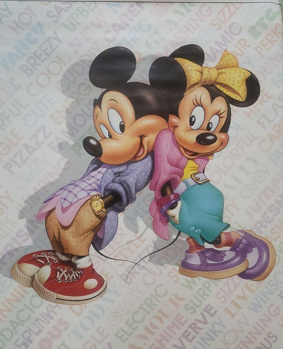 Vintage Disney Mickey and Minnie 1980's Poster 22 X 28 ~ Rare