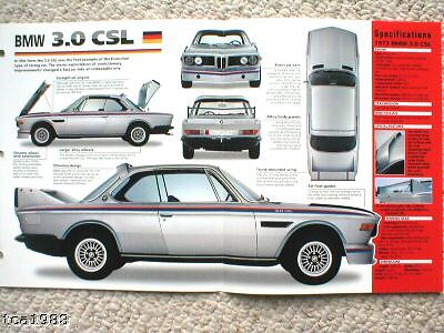 1971-1975 BMW 3.0 CSL BATMOBILE SPEC SHEET/Brochure