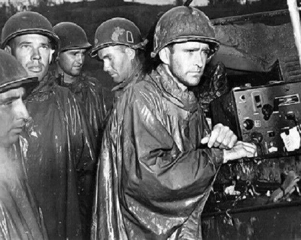 U.S Soldiers listen of Germany\'s Surrender on radio 8x10 WWII WW 2 Photo 560a