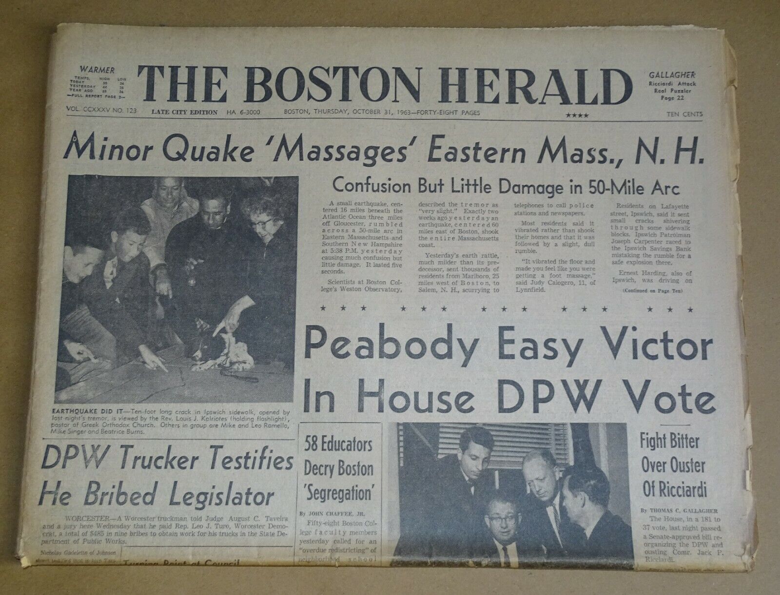 October 31 1963 Boston Herald Newspaper ROSE KENNEDY Jack Kemp Sandy Koufax etc