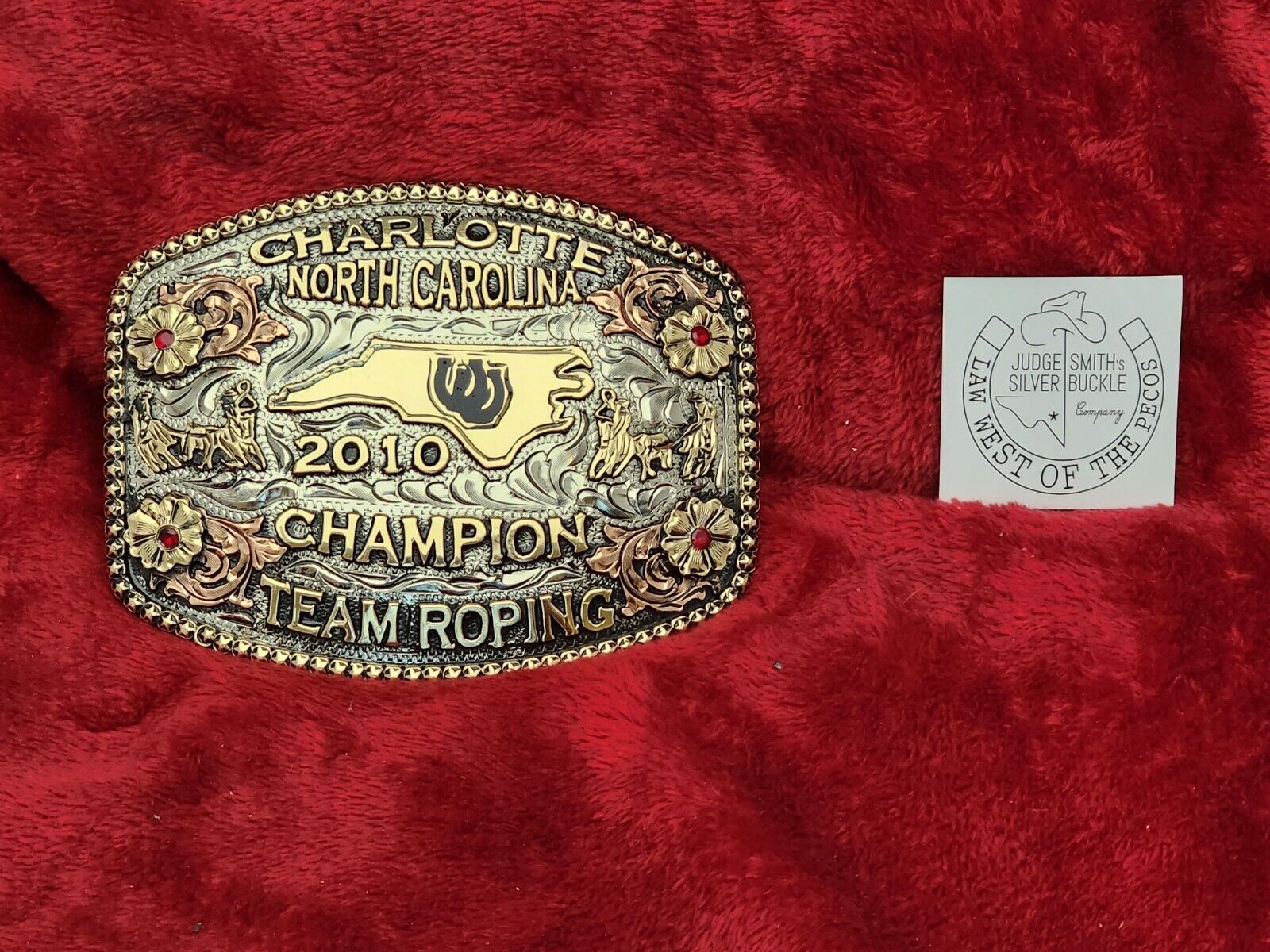 TEAM ROPING PRO RODEO CHAMPION TROPHY BUCKLE☆CHARLOTTE NORTH CAROLINA☆2010☆600
