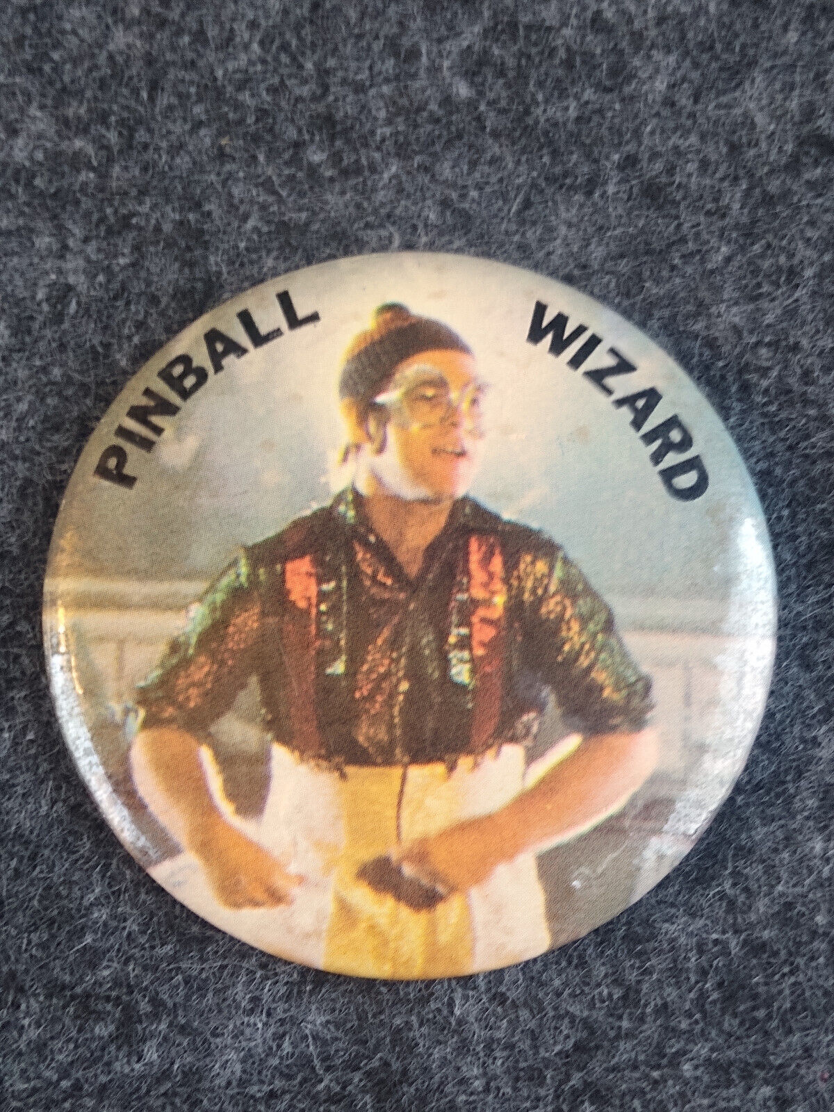  Elton John Pinball Wizard Pin Back Button Vintage 2”