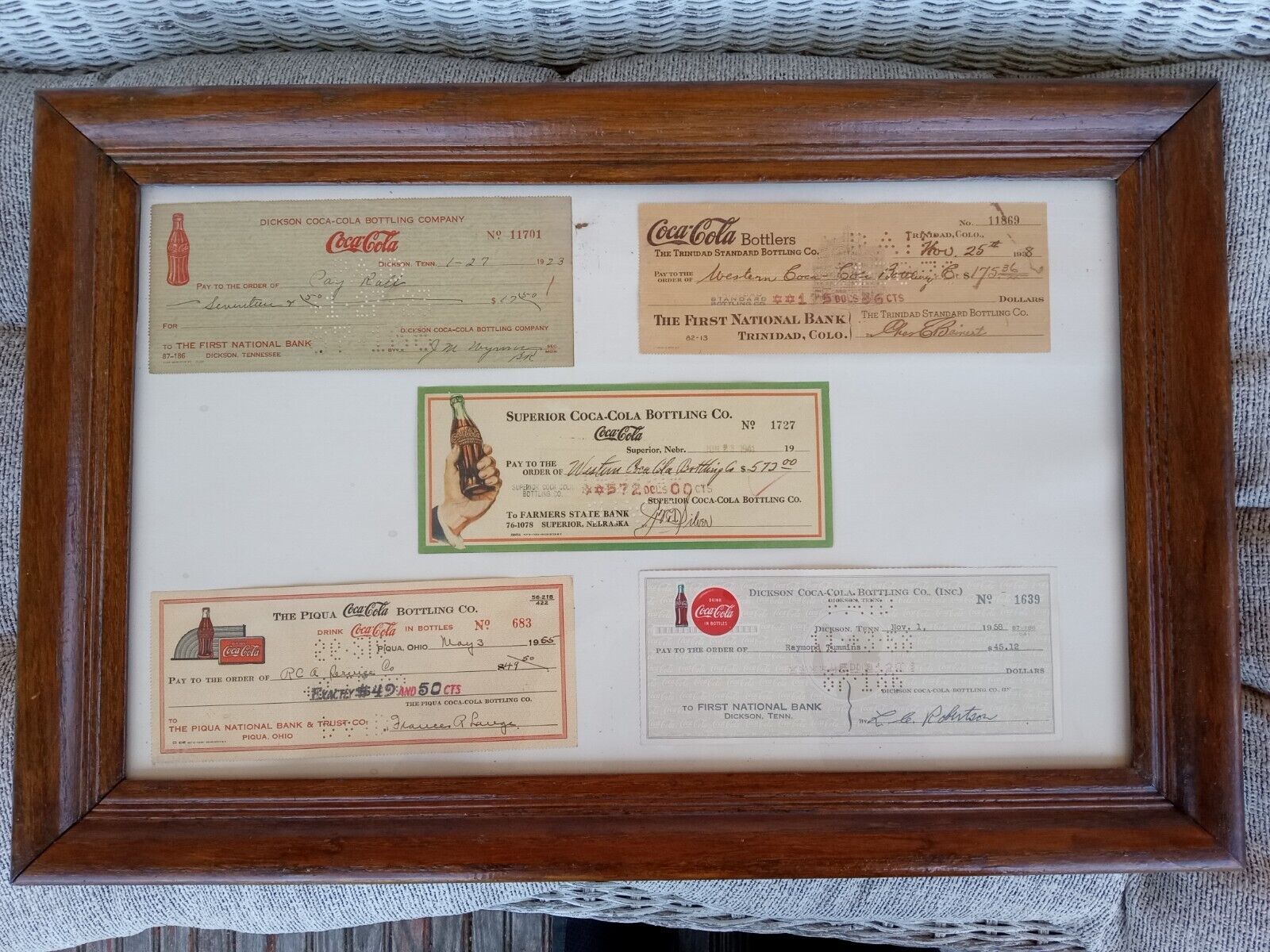 5 Antique & Vintage Coca Cola Cancelled Checks , 1923-38-41-58-65