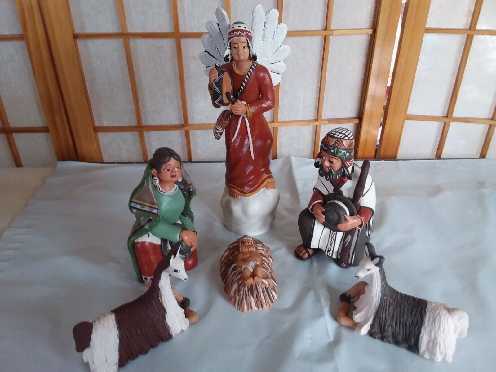 Artist Fredy Clay Hand Painted Peru Nativity ANGEL, Joseph, Mary, Jesus READ