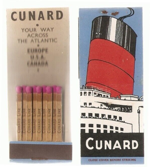 Cunard Steamship Matches Vintage Matchbooks Set of 4 1930's NOS Cruise Ship Boat