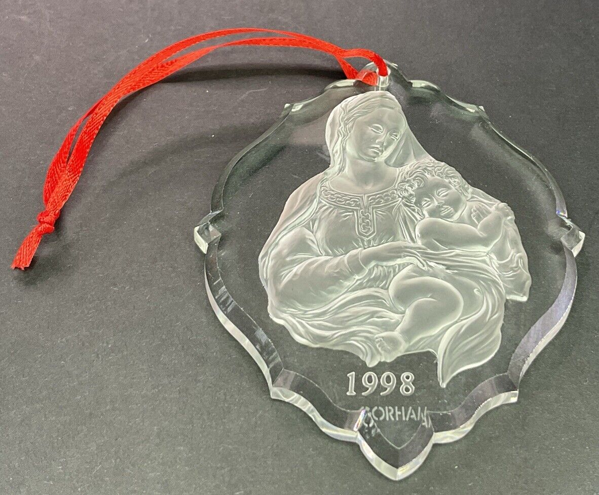 Gorham 1998 Annual Clear Glass Ornament Madonna & Child