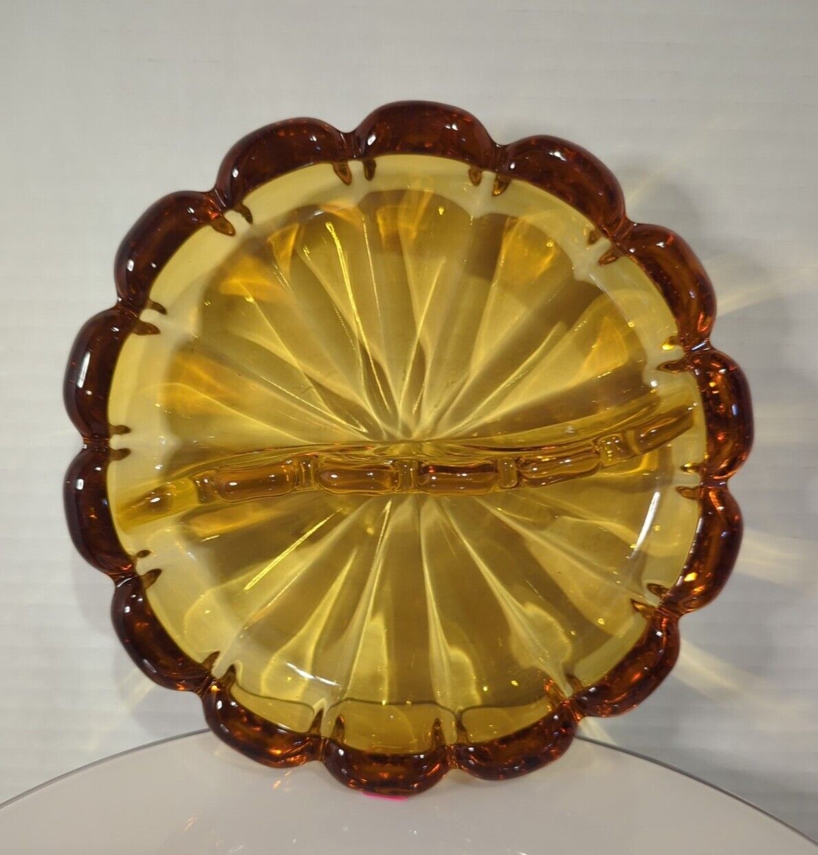 Vintage MCM Viking Art Glass Orange Scalloped Ashtray, Persimmon, 6.5\