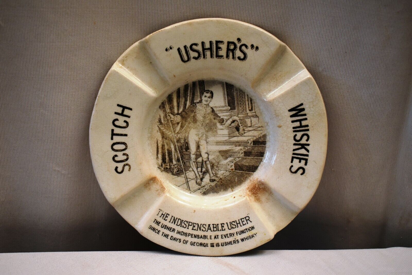 Vintage Usher'S Scotch Whiskey Advertising Ashtray James Green&Nephew Ltd London