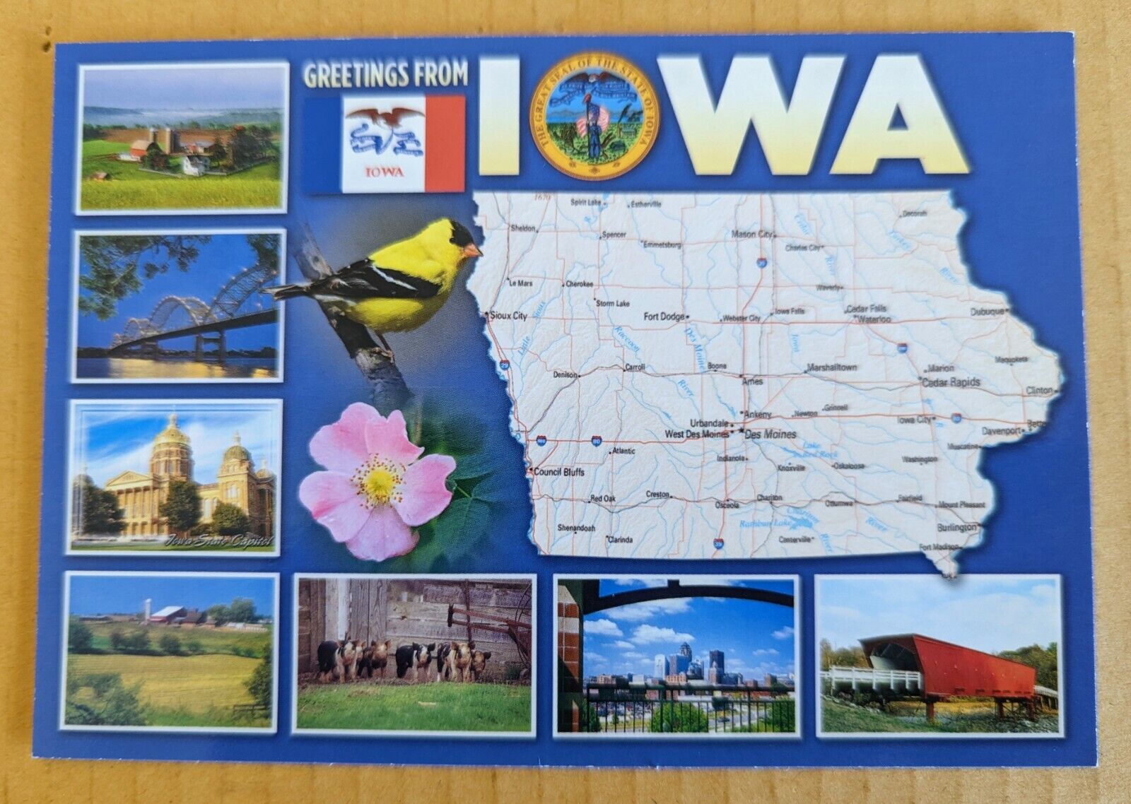 Postcard IA: Iowa State Map.