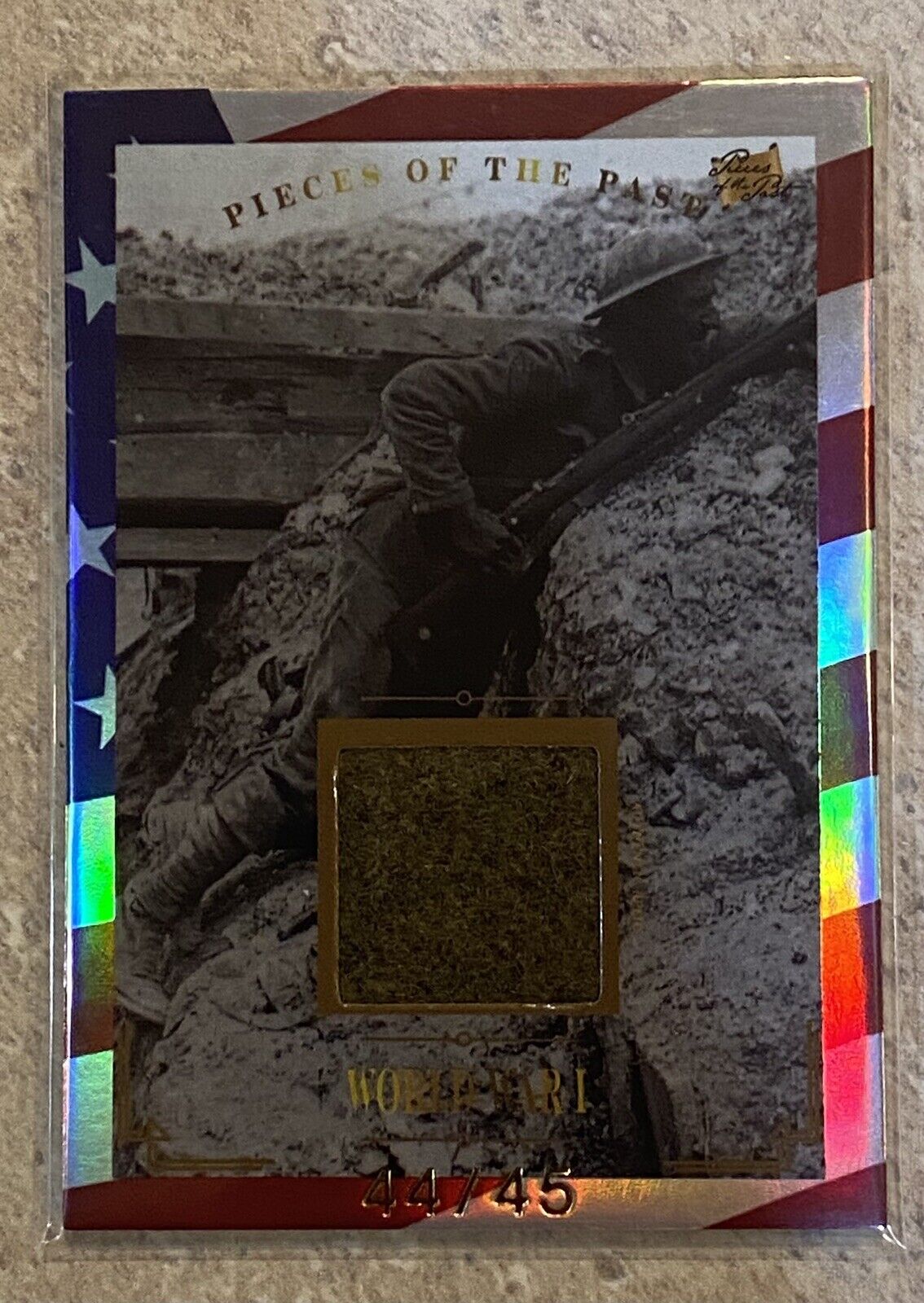 2023 PIECES OF THE PAST WORLD WAR 1 WW1 RELIC UNIFORM FLAG REFRACTOR 44/45