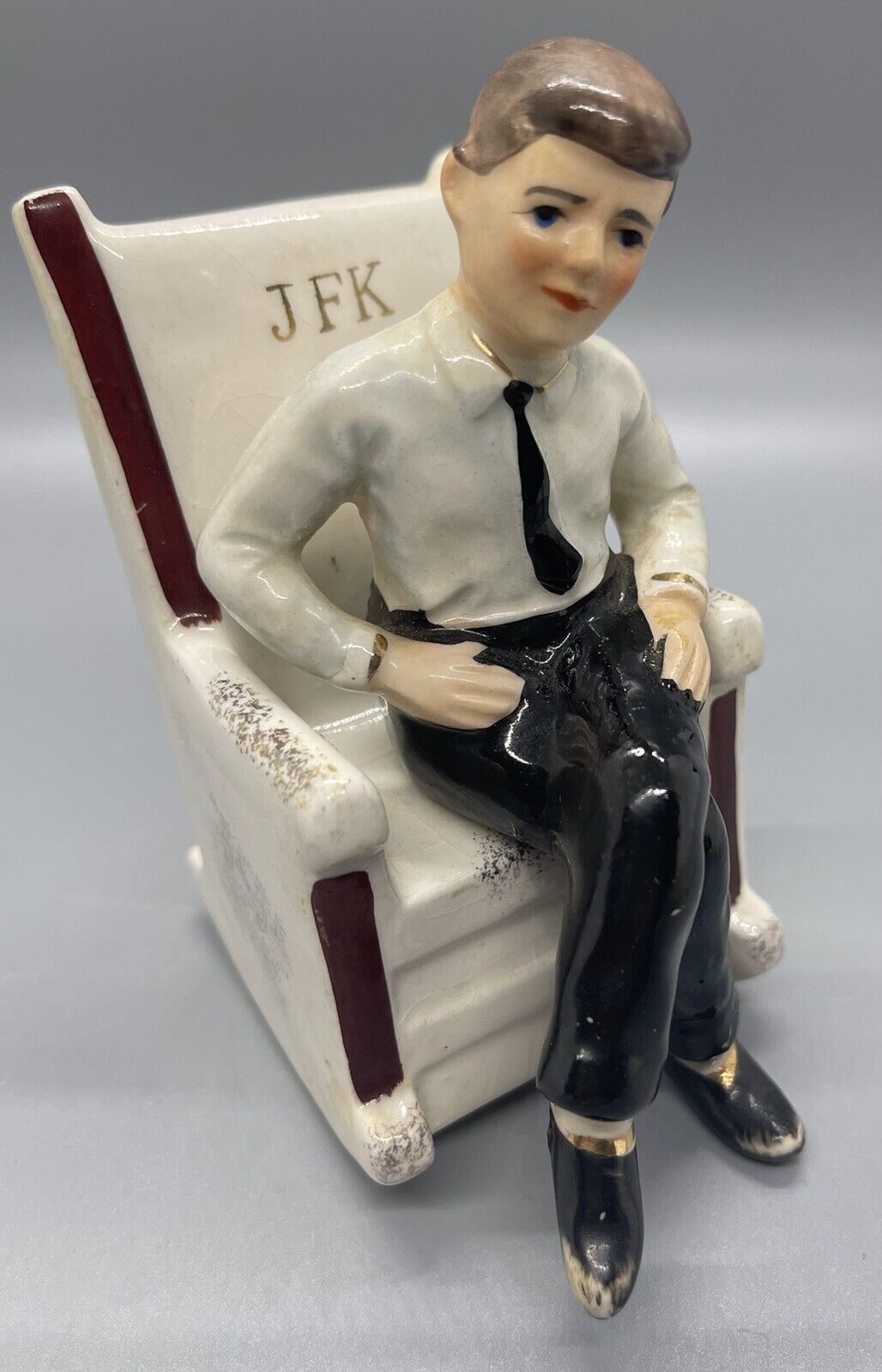 Vintage John F Kennedy Seated Salt And Pepper Shaker Set Japan 1962 Arrow
