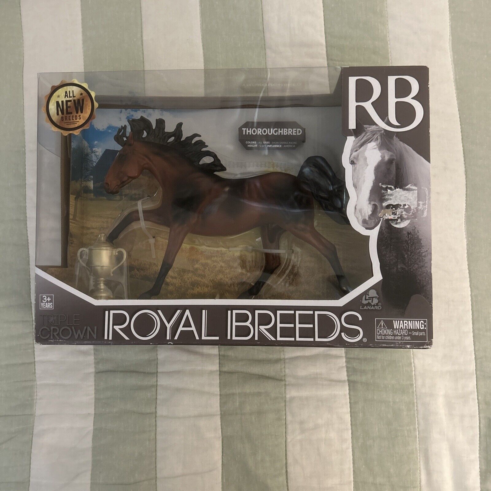 NEW 2020 Royal Breeds Big Thoroughbred Horse w/ Trophy Triple Crown Lanard Toys