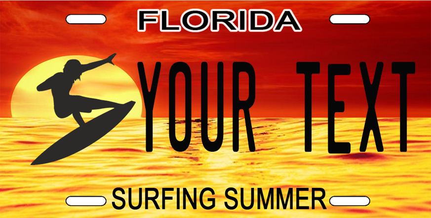 FLORIDA Personalized Custom License Plate Tag for Auto ENDLESS SUMMER SURFING