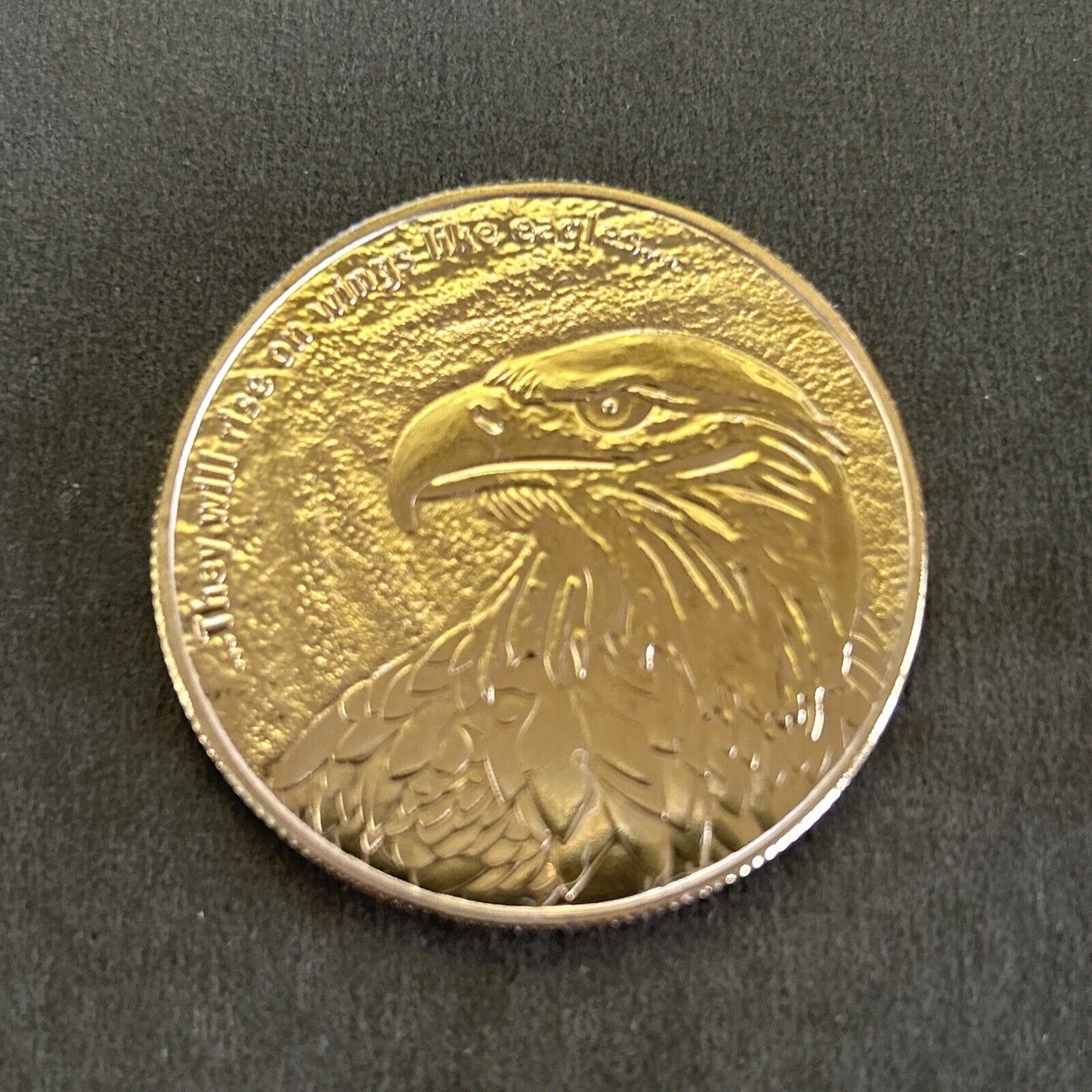 Christian Eagle Antique Gold Plated Challenge Coin - Isaiah 40:31