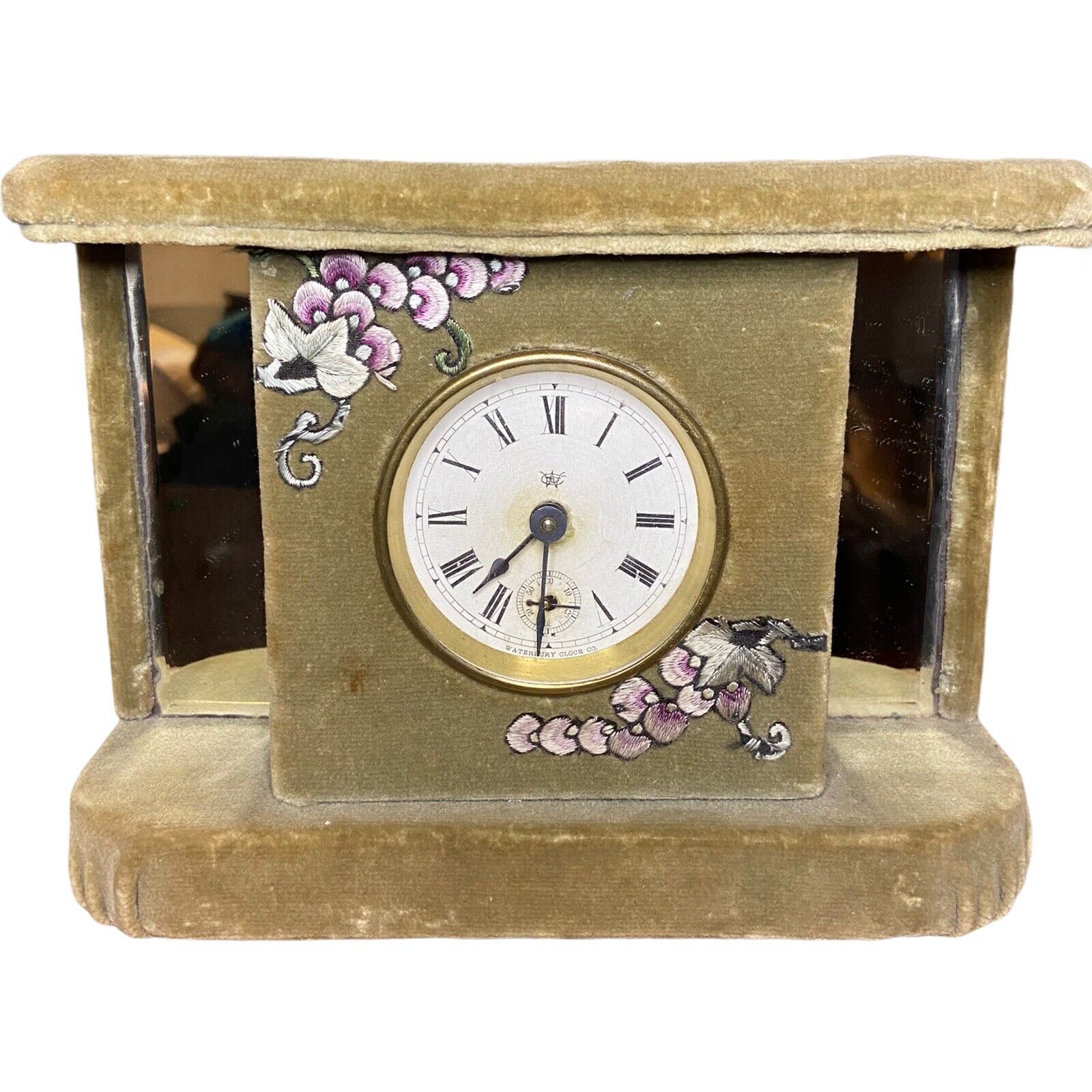 Antique Waterbury Clock “Plush Toilette” Velvet WORKS