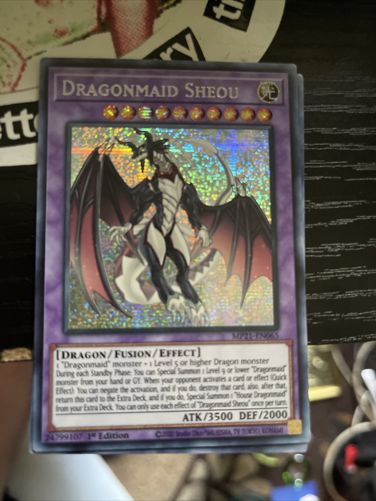 YuGiOh Dragonmaid Sheou MP21EN065 Prismatic Secret Rare 1st Edition Individual YuGiOh! Cards