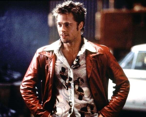 Brad Pitt looks tough in red leather jacket Fight Club 24x30 inch poster