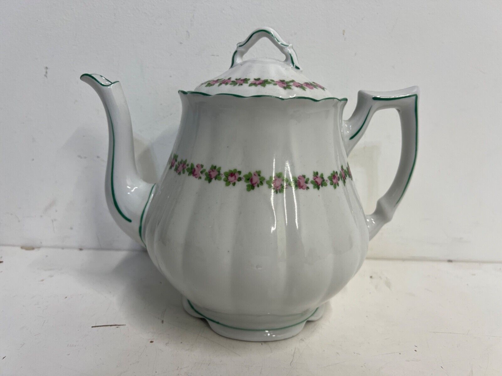 Antique Charles Ahrenfeldt Porcelain Teapot with Rose Decorations