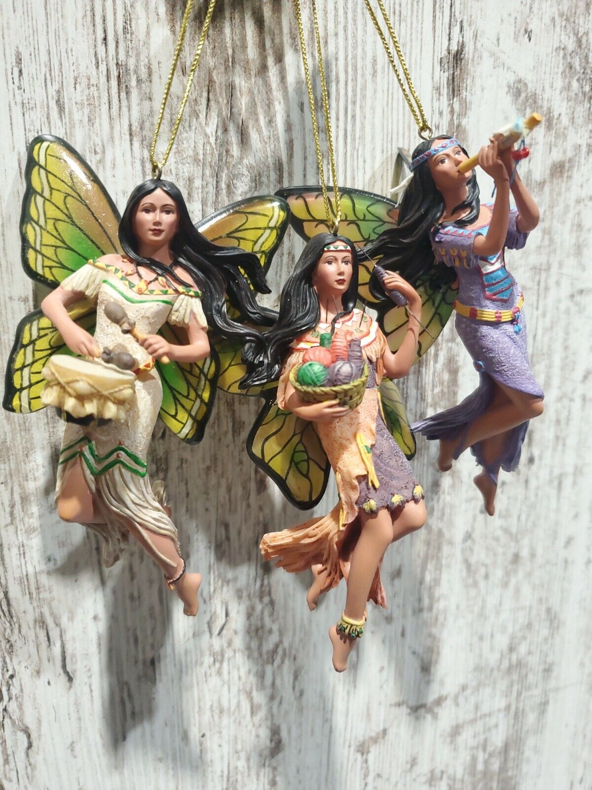 Ashton Drake Spirit of the Butterfly Angel Ornaments 3 Piece, NEW