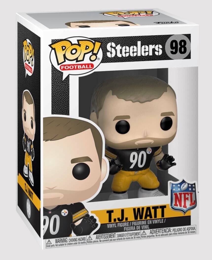 RARE Vaulted Funko Pop NFL #98 TJ Watt Pittsburgh Steelers Collector Figure