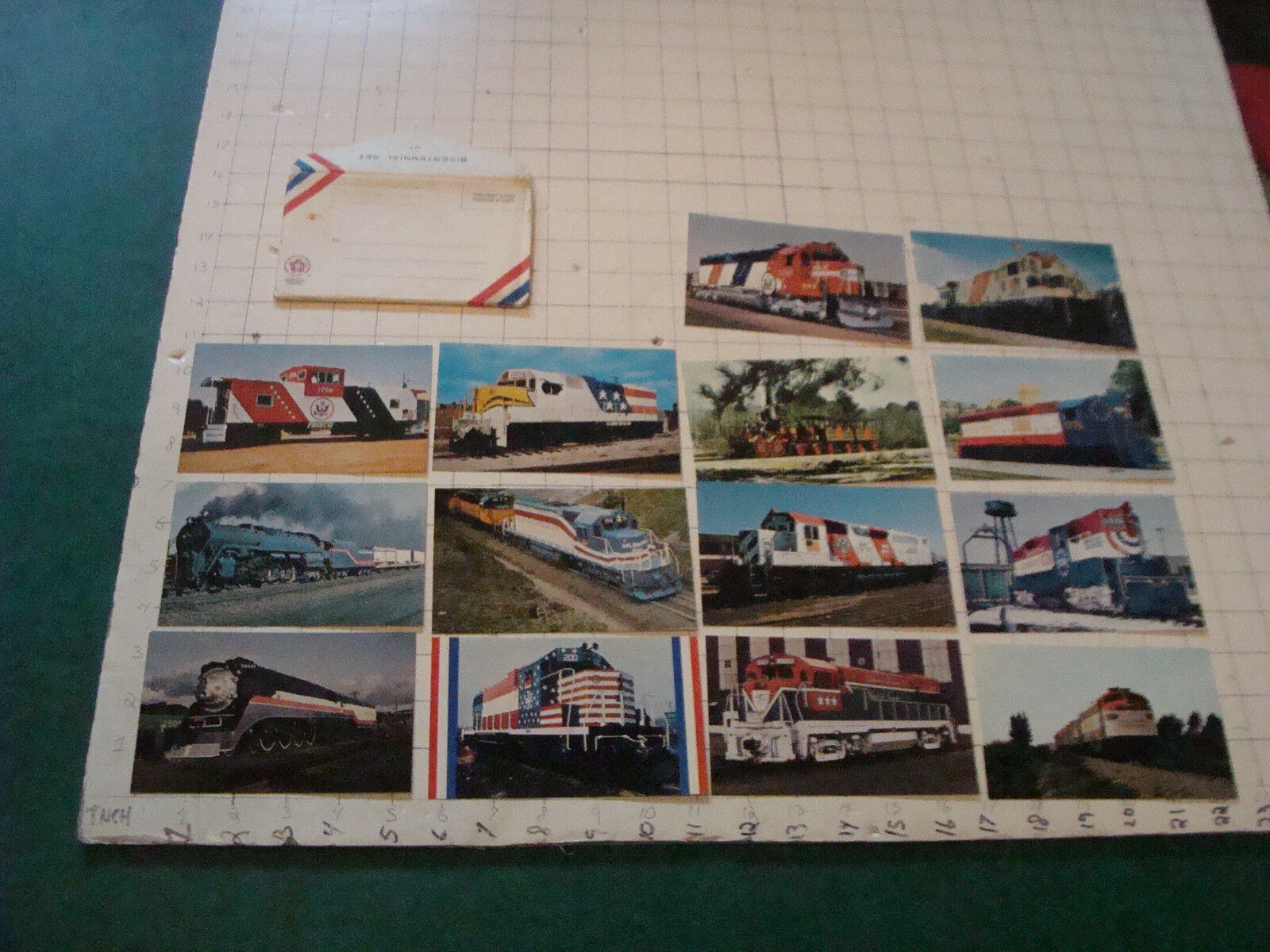 Original Vintage Postcard set: BICENTENNIAL SET of RAILROAD complete set 14 