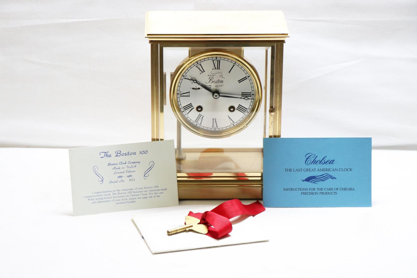 Boston Clock Co. 100 Centennial Commemorative Mechanical Brass Carriage Clock