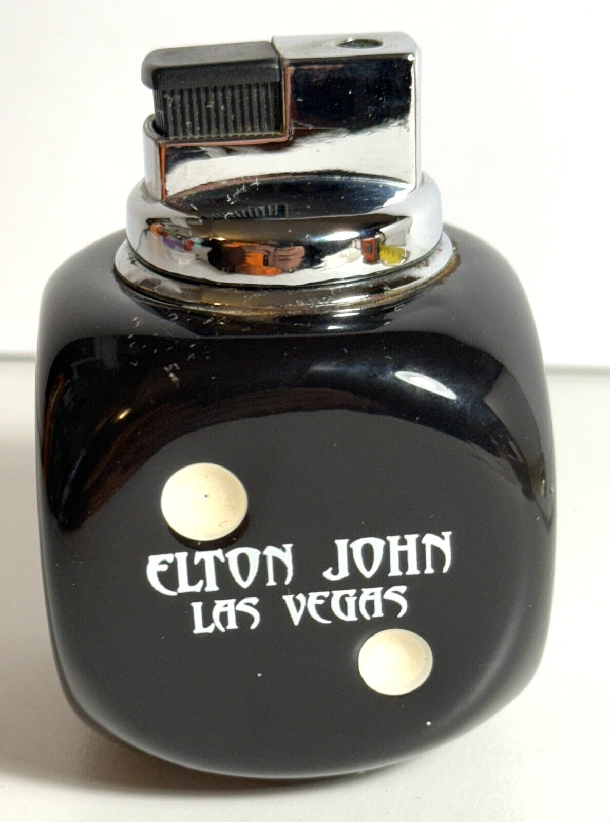 Vintage Elton John Las Vegas Black Dice Butane Lighter Rock And Roll RARE