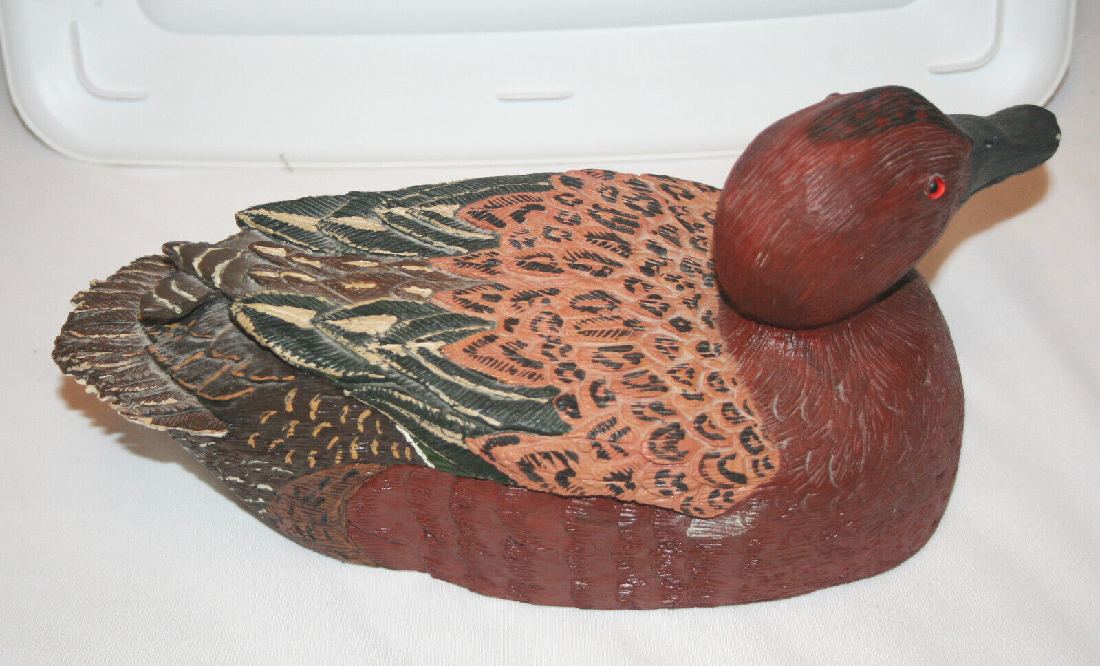 Signed Hand Carved Northern Cinnamon Teal Drake Duck Figure Hunting Decor