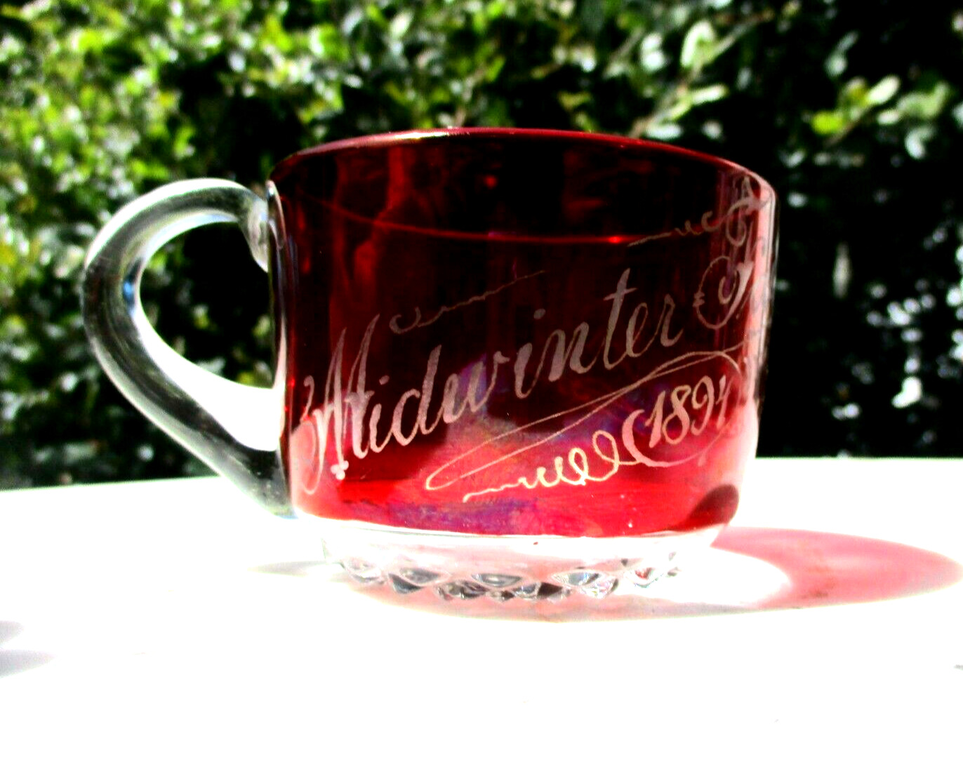 1894 SAN FRANCISCO CALIFORNIA MIDWINTER FAIR~RARE ANTIQUE RUBY RED CRYSTAL GLASS