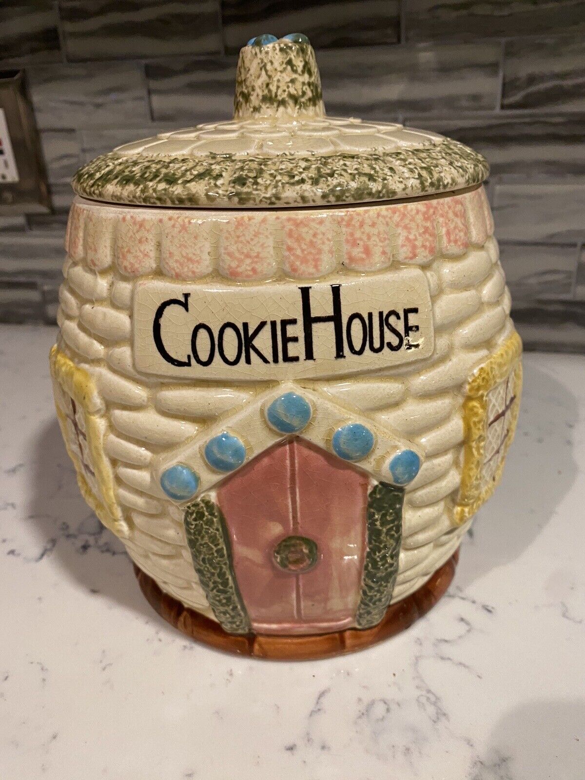 Vintage Beehive House Cookie Jar Japan #3512 Kitchen