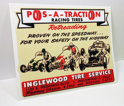 POS-A-TRACTION Racing Tires Vintage Style DECAL, Vinyl STICKER, hot rod, rat rod