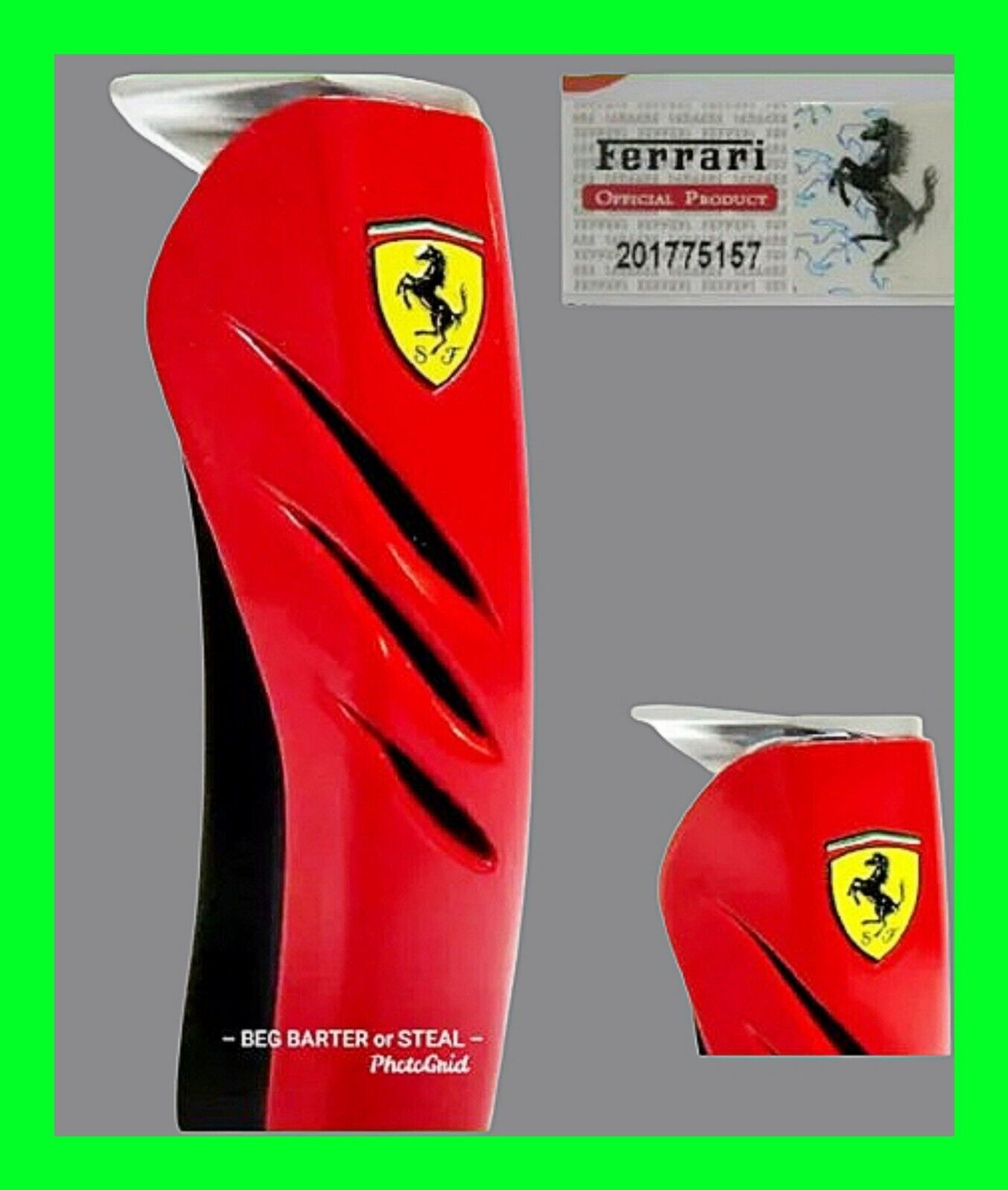 New Limited Edition Ferrari Red Metal Cigar Lighter With Paperwork - Refillable 