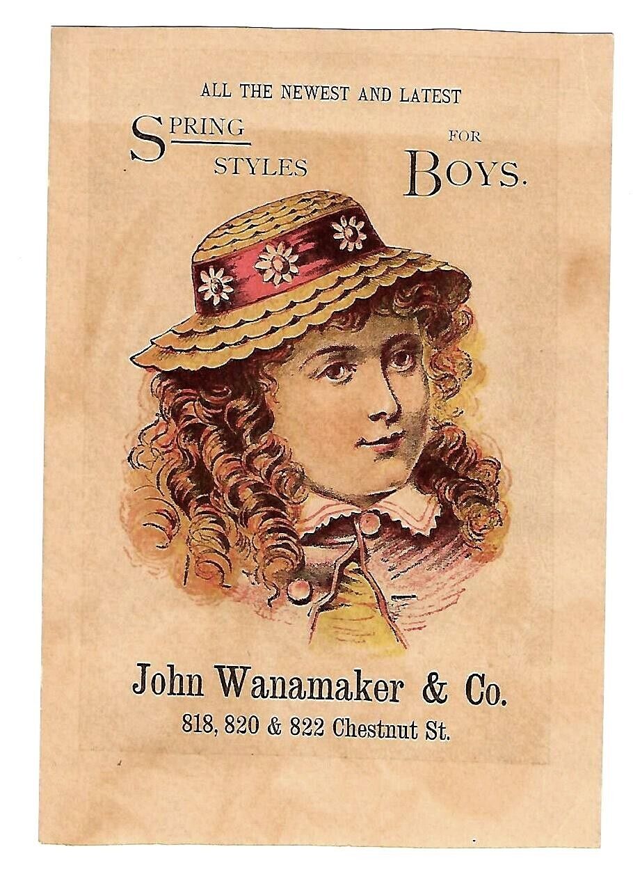 c1880's Trade Card John Wanamaker & Co. Department Store, Chestnut St.